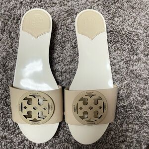 Tory Burch Cream Slide Sandals